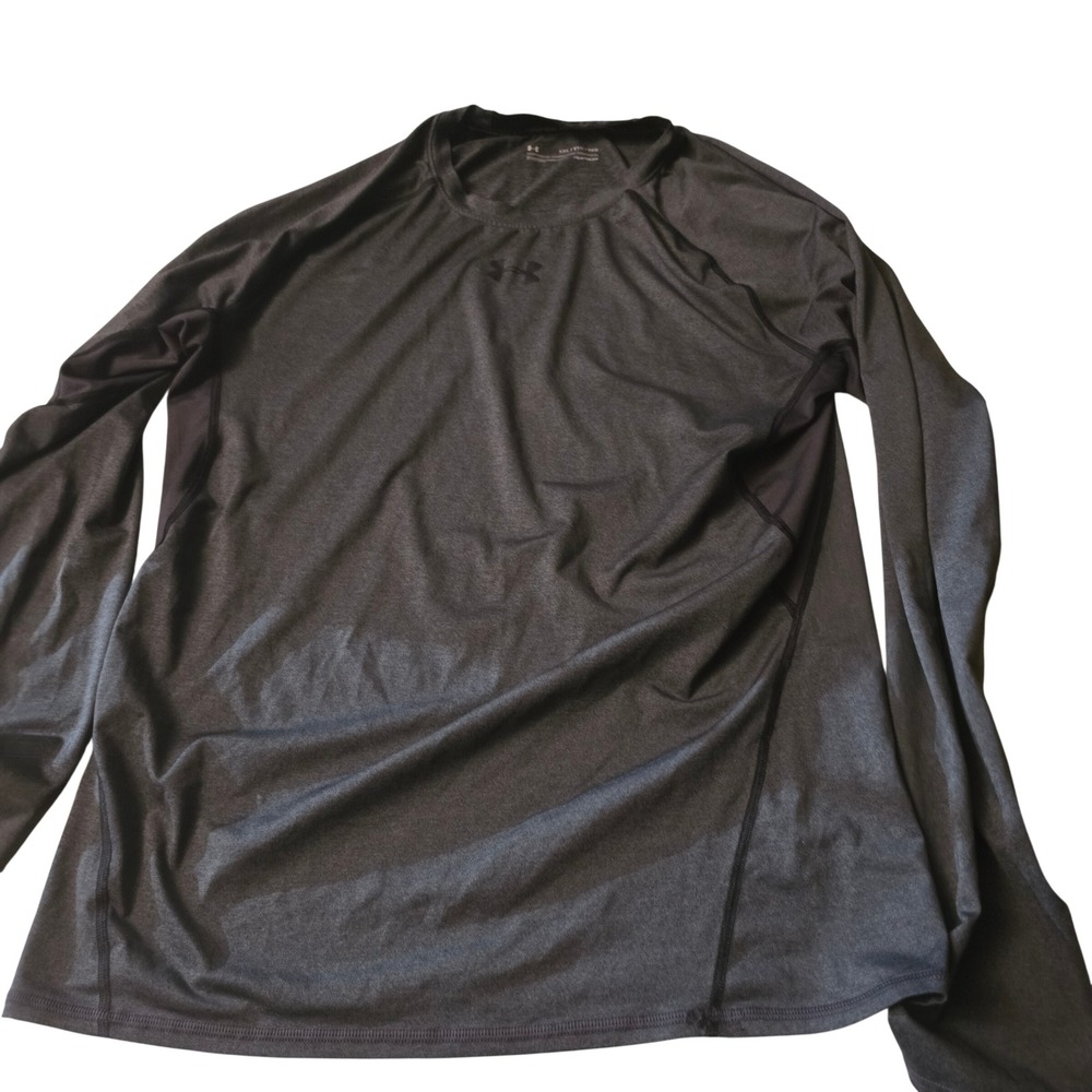 Under Armour HeatGear Mens XXL Compression Shirt Gray Long Sleeve Training Top